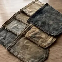A18 デニムリメイク　コーヒー染め　ポケット　7枚