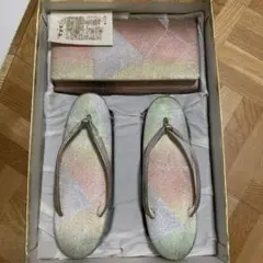 和装草履とバックセット　 シルバーと緑オレンジ等
