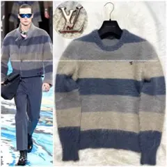 本物美品 ランウェイ ルイヴィトン LVブローチ付き グラデーション セーター