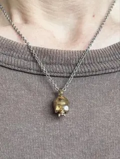 Roen BLACK ロエンブラック スカルチャームネックレス　ゴールドシルバー