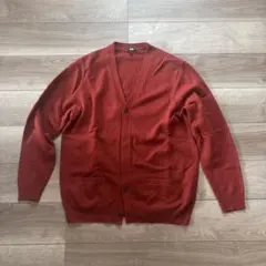 ★美品★ユニクロ ラムVネックカーディガン 赤 XL