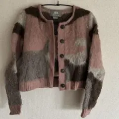 ZARA モヘアカラーブロックカーディガン