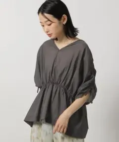 lakole★2WAYドロストスリーブブラウス　チャコールグレー　ドルマン