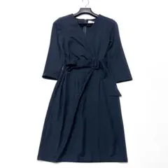 【美品】近年 ケイミー ダブルジャージーVネック デイリーワンピース 紺 L