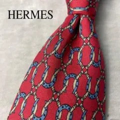 未使用】HERMES ネクタイ ホースビット柄 馬具柄 ボルドー フランス製
