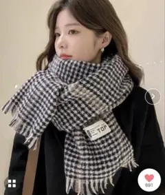 ＊試着のみ美品＊ Doula Doula　グレンチェックマフラー　ブラック