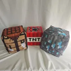 Minecraft クッション 3個セット　ダイヤモンド鉱石　TNT　作業台