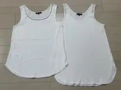 ２３区☆ビジュー付き タンクトップ インナー 2枚セット 38 新品 ホワイト