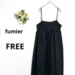 a3563 fumier キャミワンピース　ロング　ノースリーブ　ブラック　F