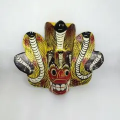 3814スリランカ お面 壁掛け魔除け縁起物 民芸品 赤黄色 - メルカリ