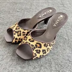 美品❤️DIANAヒョウ柄 オープントゥミュール✨21.5㎝