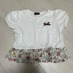 BeBe フラワープリントフリルTシャツ 90size