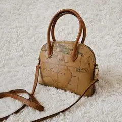 【美品 2way】プリマクラッセ ショルダーバッグ ハンドバッグ 世界地図のサムネイル