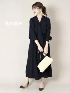 Arobe ボウタイワンピース　ブラック　サイズ2