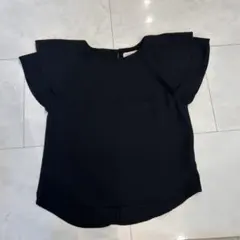 SENSE OF PLACE 黒 フリル袖シャツ