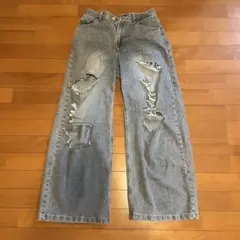 ダメージ加工 ワイドデニムパンツ