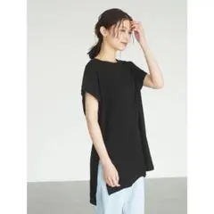【新品タグ付】ショコラフィネローブ　ランダムリブチュニック 黒のサムネイル