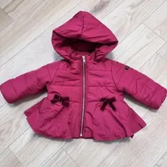 【美品】プティマイン ペプラム 中綿 ジャケット レッド 80cm アウター