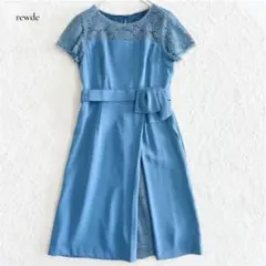rewde フォーマルワンピース ベルトリボン 結婚式　Aライン 二次会　Mのサムネイル
