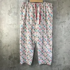 Y5410古着　柄パンツ　パジャマパンツ　白　90s Y2K