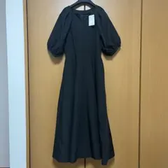新品未使用 VIS ブラック パフスリーブ ロングワンピース S