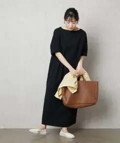 【極美品】フリークスストア ボートネックバスク半袖Tワンピース ブラック