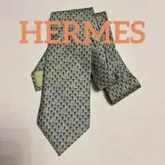 美品 HERMES エルメス ネクタイ 高級シルク 動物柄 ウサギ