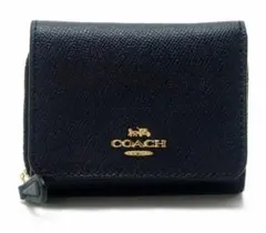 新品未使用COACH ネイビー 三つ折り財布　ミッドナイトブルー
