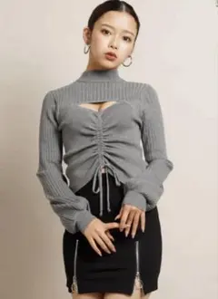 バスト開きフロントドロストニットトップス 夢展望 ギャル GAL 胸元空き