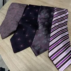 シルクネクタイ4本セット 紫系
