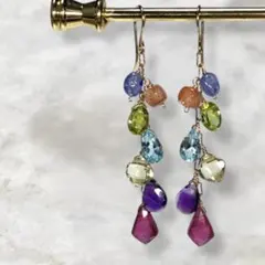 14kgf◼︎アミュレットピアス◼︎カラフルストーン