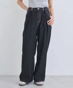 earth music&ecology レディース タックホック デニムパンツ