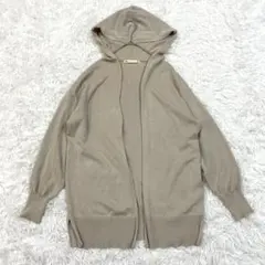 ikka イッカ ニットカーディガン M フード付き オープンフロント