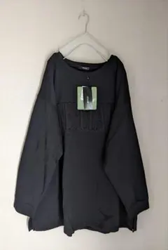 新品【大きいサイズ】BEGUM黒色エンボスロゴ裏起毛スウェットチュニック3L