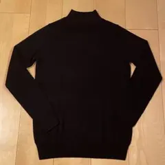 無印良品 首のチクチクを抑えた天竺ハイネック洗えるセーター XS 黒 ニット