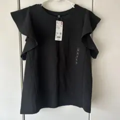 UNIQLO ラッフルスリーブ Tシャツ L ブラック