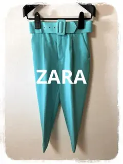 ☘️P1☘ZARA ベルト ハイウエスト スラックス カラーパンツ XS