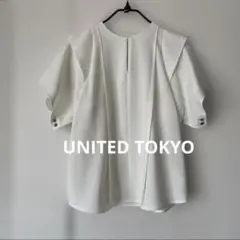 美品！UNITED TOKYO デザインブラウス　カットソー　ホワイト　白のサムネイル
