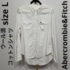 Abercrombie & Fitch アバクロ　ホワイト 長袖　シャツ　襟付き