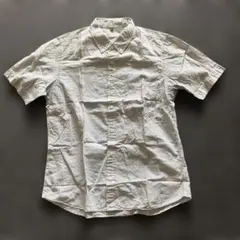 無印良品　未使用品　ブルー　チェック半袖シャツ ボタンダウン