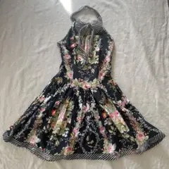 ANNA SUI アナスイ 花柄フレアドレス ホルターネック
