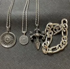 ネックレス ブレスレット 4点セット シルバー クロス コイン