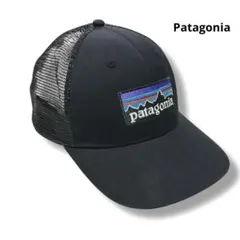 Patagonia メッシュキャップ ボックスロゴ ブラック ホワイト
