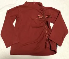 コムサイズム　ハイネックカットソー　レッド　リボン