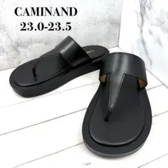 【新品】CAMINANDO レザー トング サンダル 黒 23 革 ブラックのサムネイル