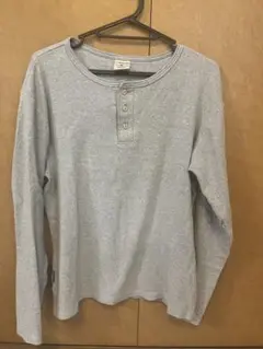 アヴィレックス ヘンリーネックシャツ 長袖 グレー