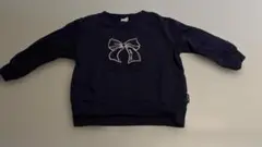 petit main ネイビー トレーナー リボン刺繍