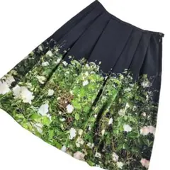 【 極美品 】 アニエスベー　フレアスカート　プリーツ　フォトプリント　転写