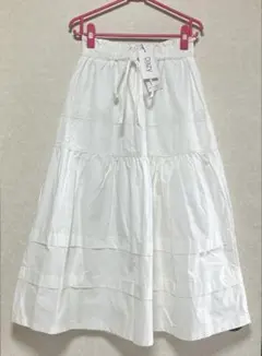 【Dazy】ロングディアードスカート／白色／コットン100%／✨新品・タグ付き‼️