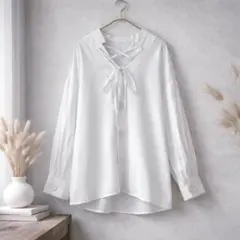 LUGHA ルーガ レースアップデザイン ブラウス 三越 日本製